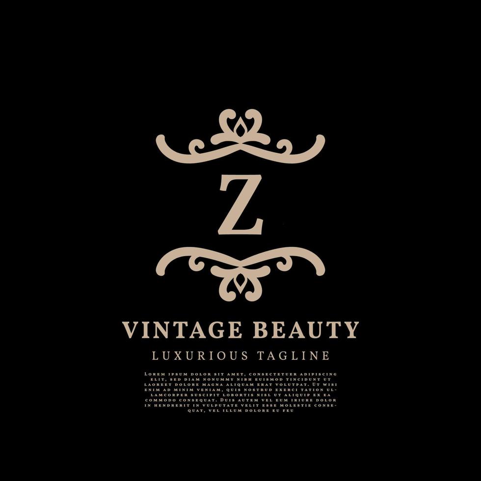 diseño de logotipo de vector vintage de lujo de cresta simple de letra z para cuidado de la belleza, medios de estilo de vida y marca de moda