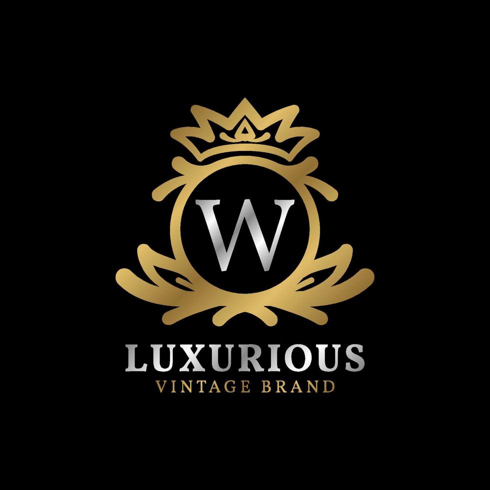 letter W with crown luxury crest for beauty care, salon, spa, fashion vector logo design