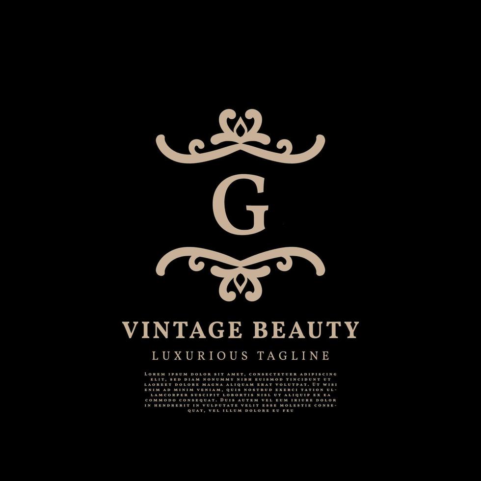 diseño de logotipo de vector vintage de lujo de cresta simple de letra g para cuidado de la belleza, medios de estilo de vida y marca de moda