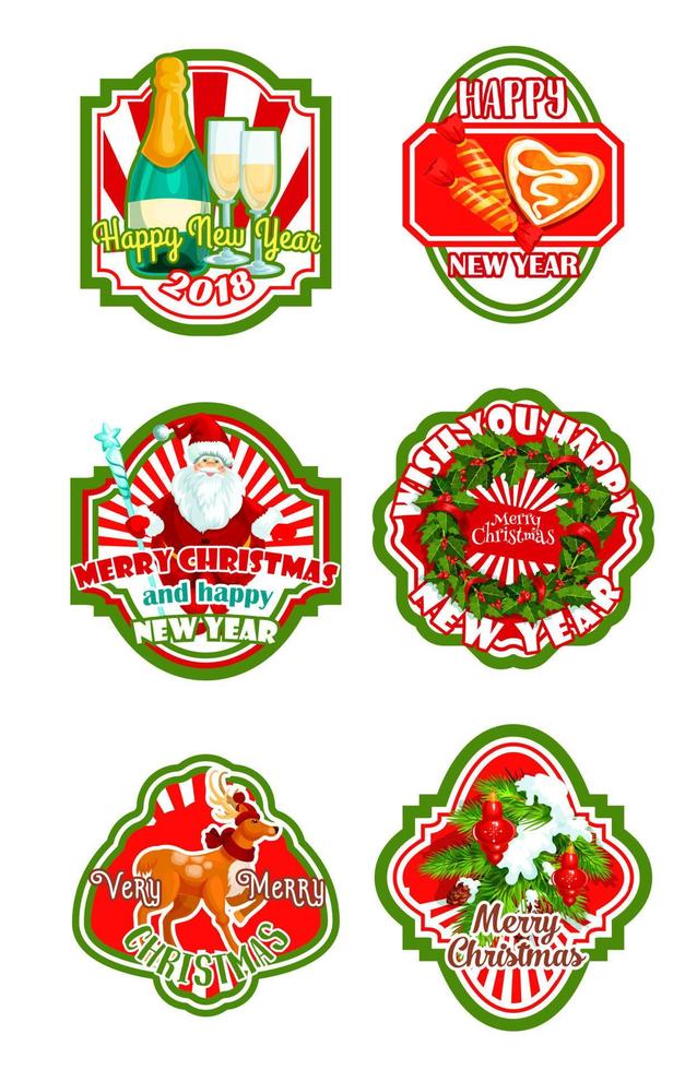 Christmas and New Year holiday badge design vector