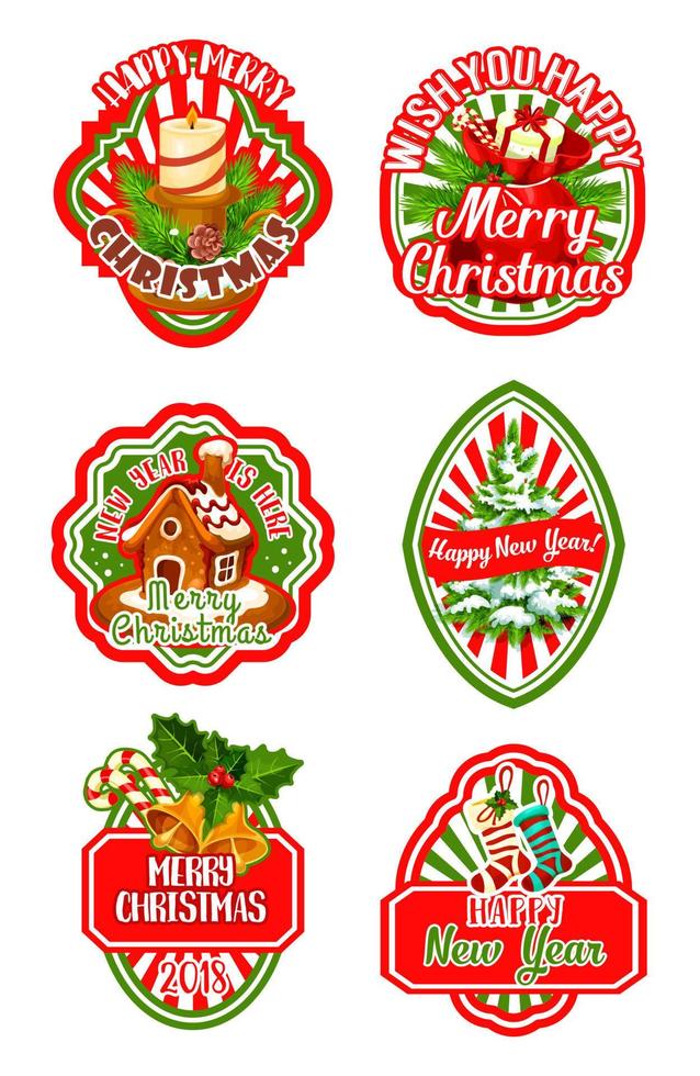 Christmas badge for New Year winter holiday design vector