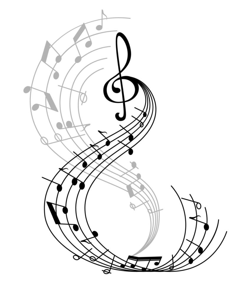 cartel de nota musical con símbolo musical en el personal vector