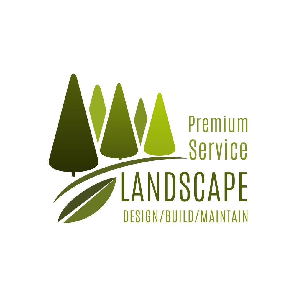 Green landscape design service vector trees icon