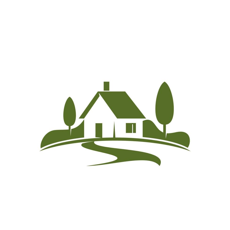 icono de vector de casa verde o villa ecológica para bienes raíces