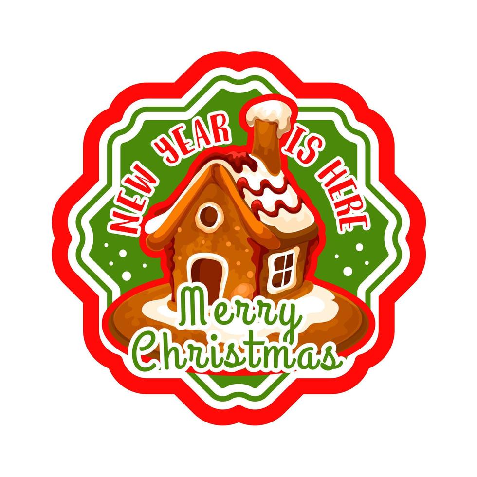 Christmas gingerbread cookie house label design vector