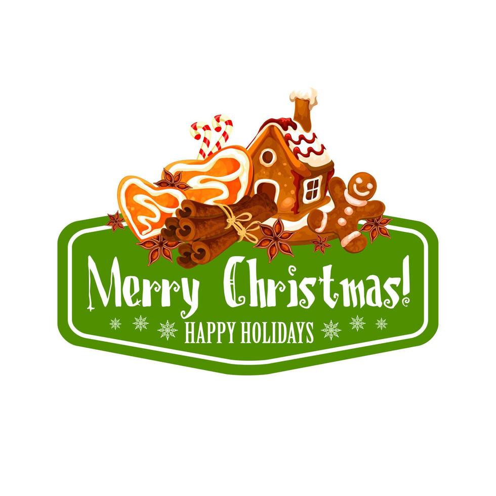 Christmas gingerbread cookie greeting card design vector