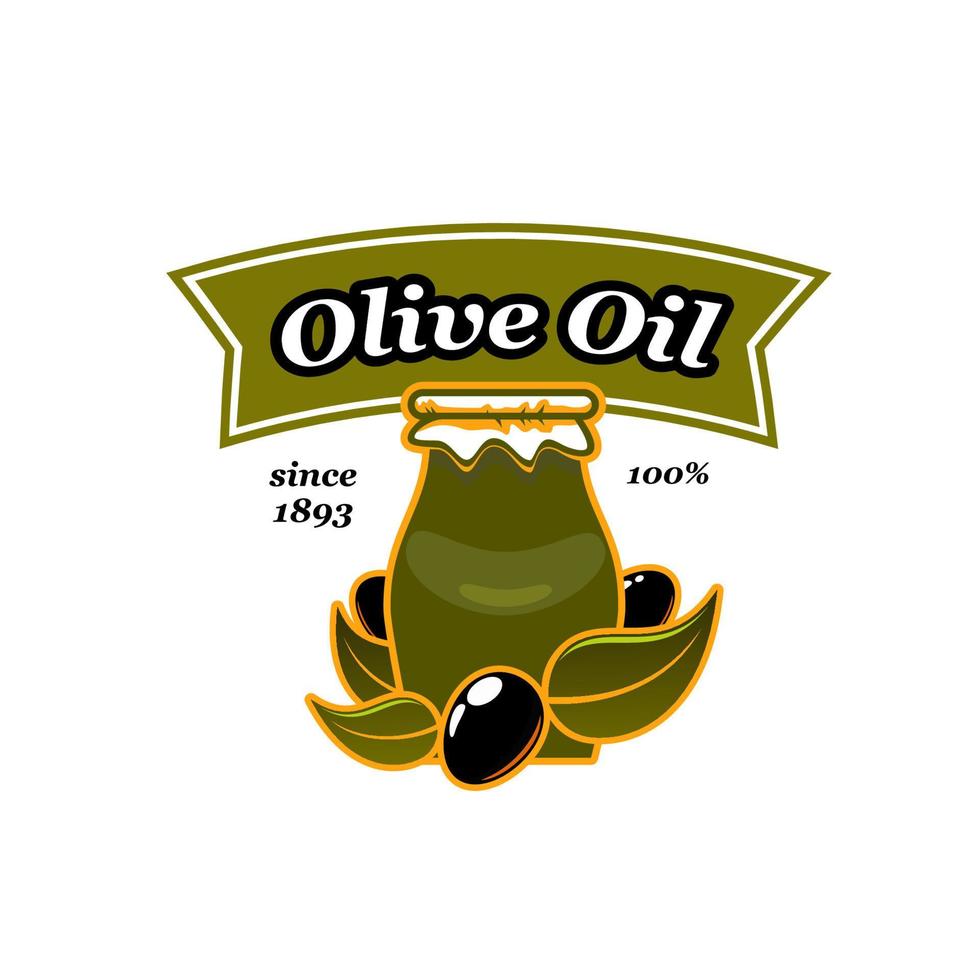 jarra de aceite de oliva vectorial e icono de aceitunas vector