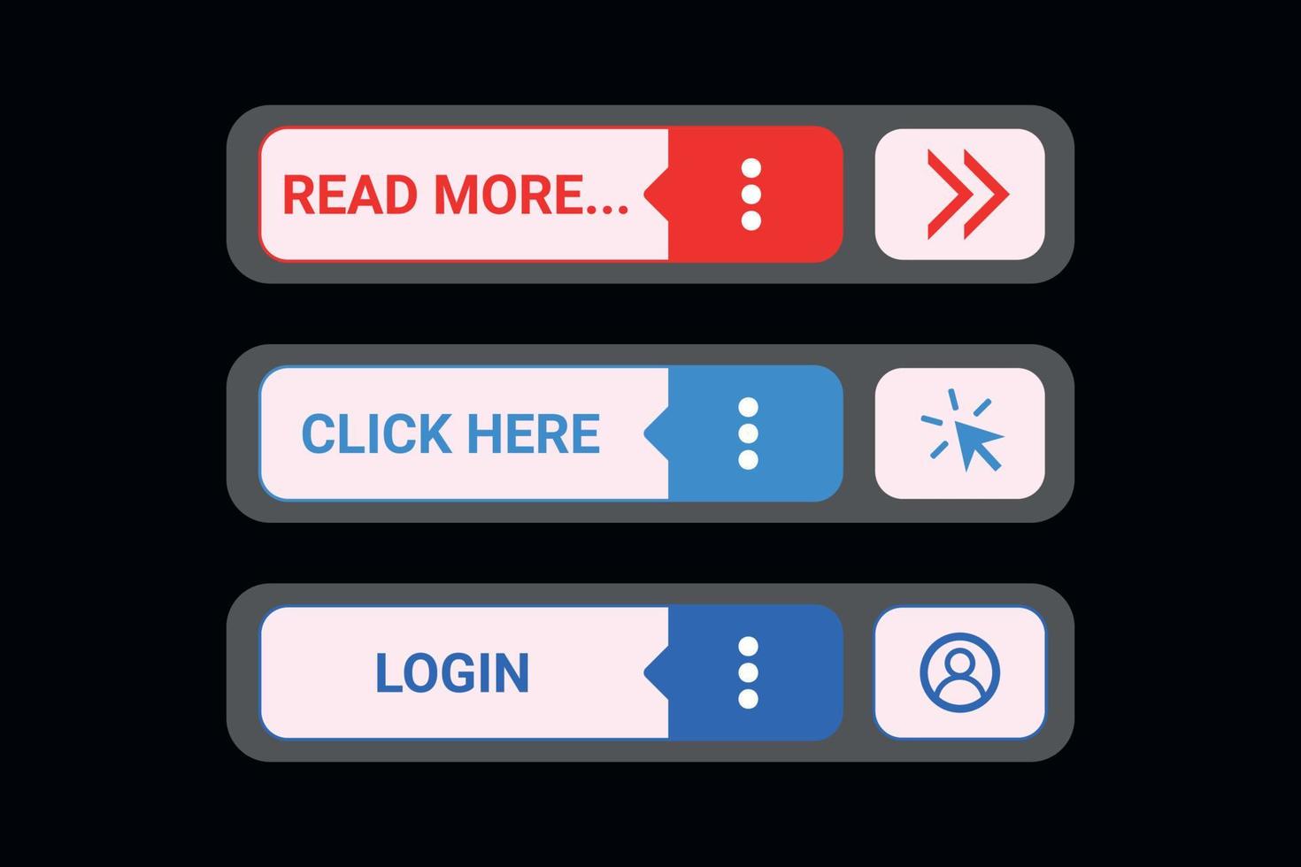 Flat design website button collection vector elements.