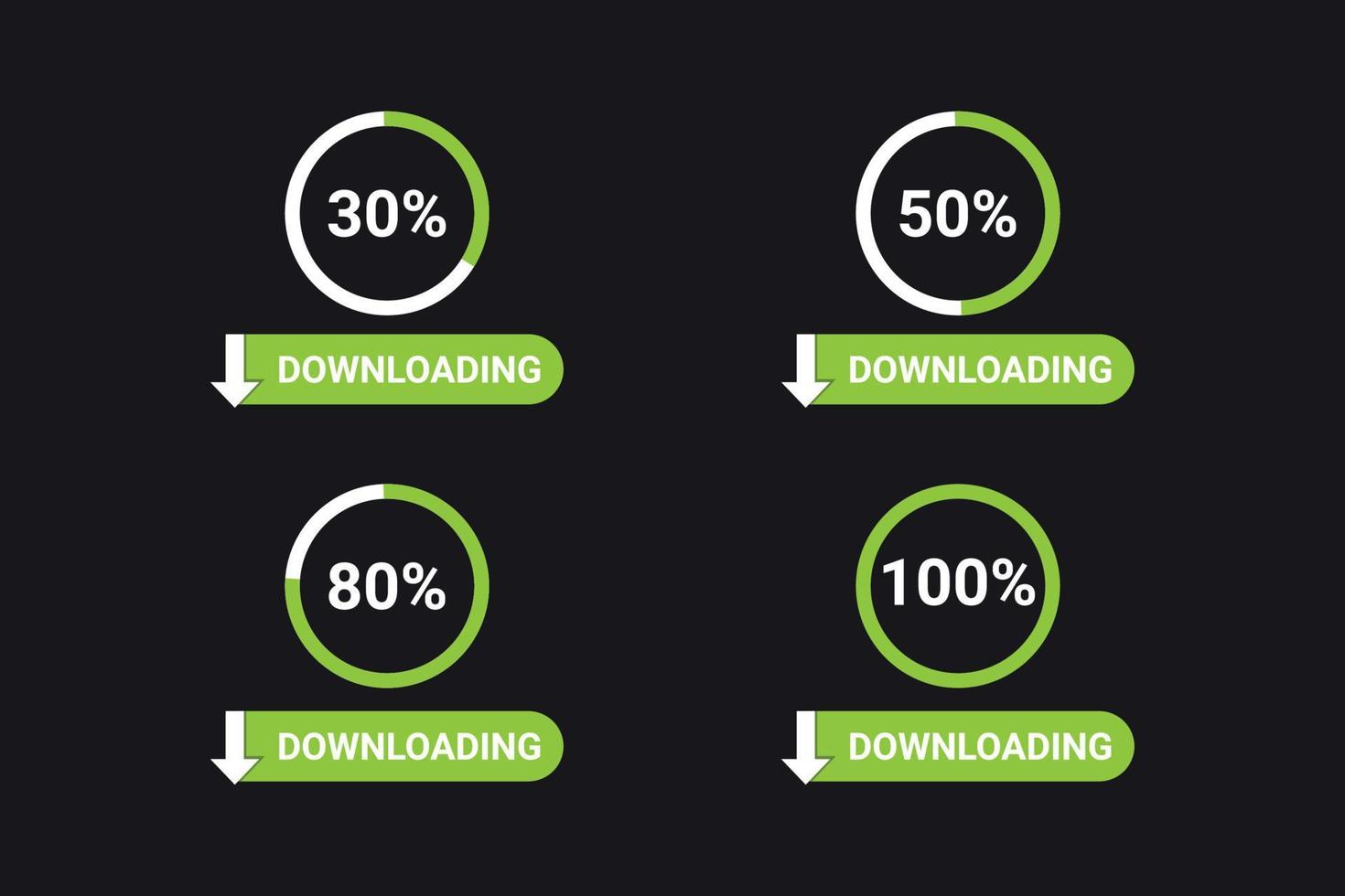 Downloading icons with progress line. vector