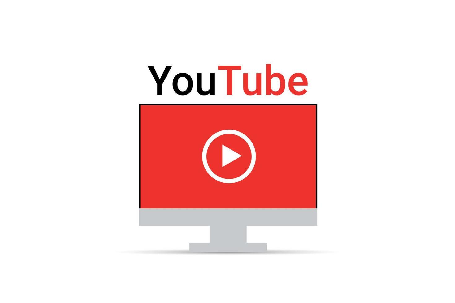icono de reproductor de video de youtube en vector de concepto de pantalla de computadora