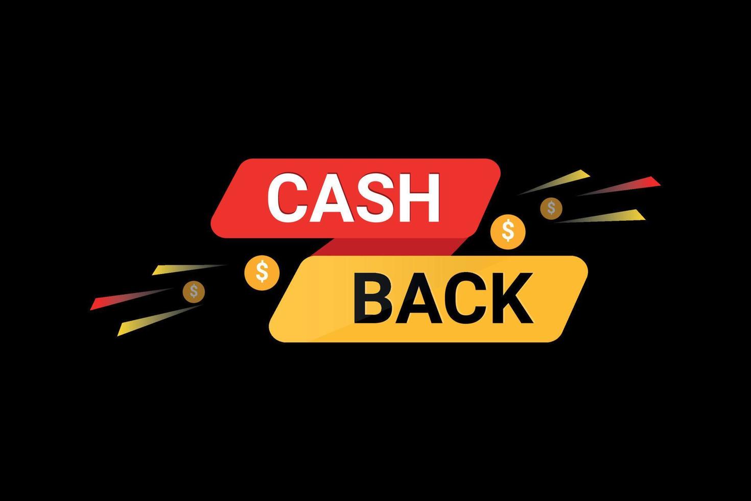 Cashback vector element on black background