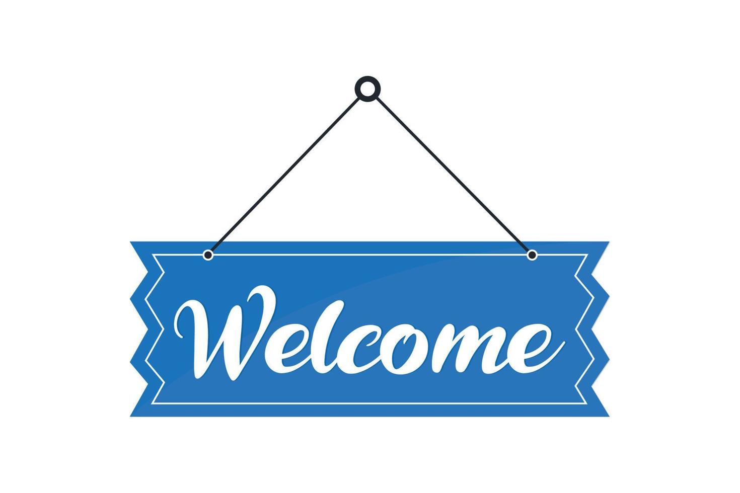 Welcome hanging sign isolated on wall. vector illustration.