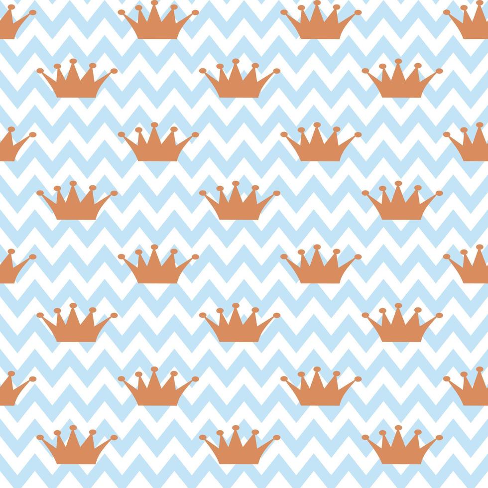 Vector seamless pattern. Little Princess paper wrapping. On zigzag white-blue background. It's a boy, shower, welcome, baby, wrap, paper, gift, present, cloth, fabric, new year, and Christmas concept.