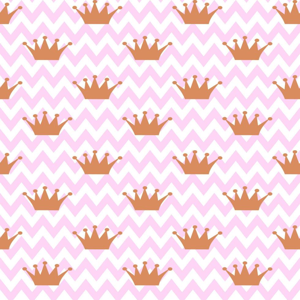 Vector seamless pattern. Little Princess paper wrapping. On zigzag white-pink background. It's a boy, shower, welcome, baby, wrap, paper, gift, present, cloth, fabric, new year, and Christmas concept.