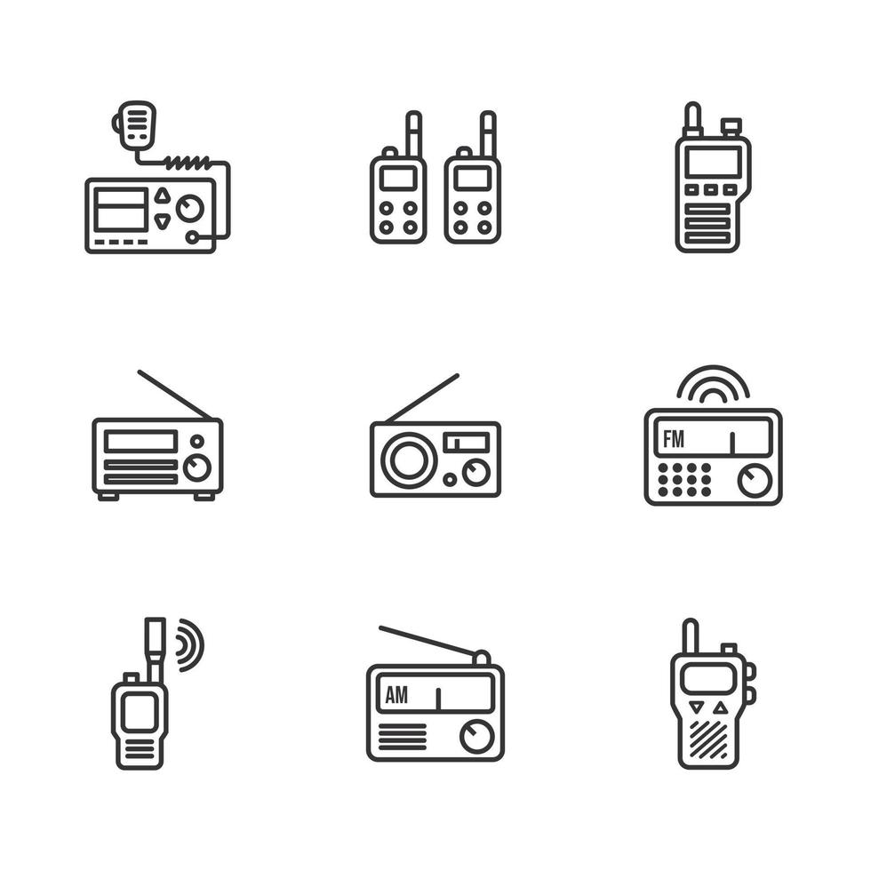 icono de línea de radio del transceptor walkie talkie en un fondo blanco. ilustración vectorial vector