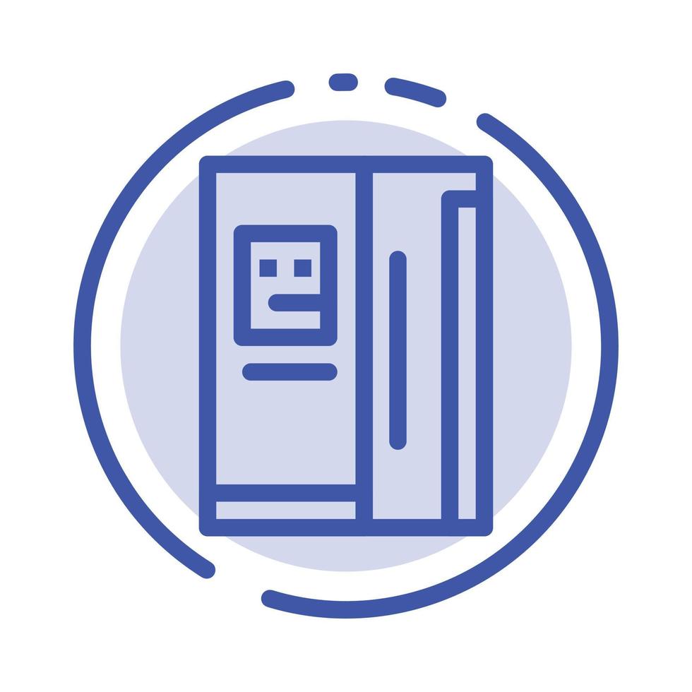 Fridge Refrigerator Cooling Freezer Blue Dotted Line Line Icon vector