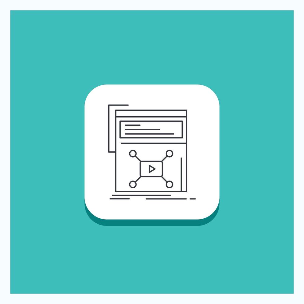 Round Button for Marketing. page. video. web. website Line icon Turquoise Background vector