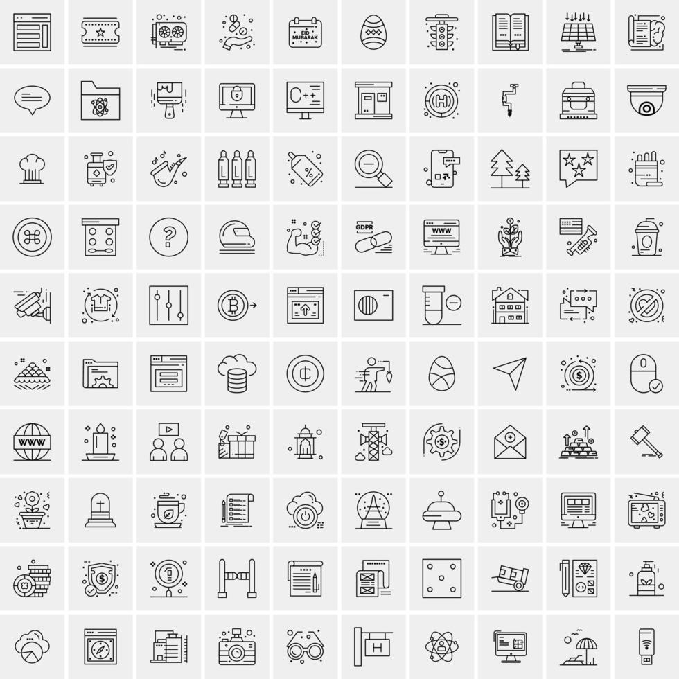 Set of 100 Creative Business Line Icons vector