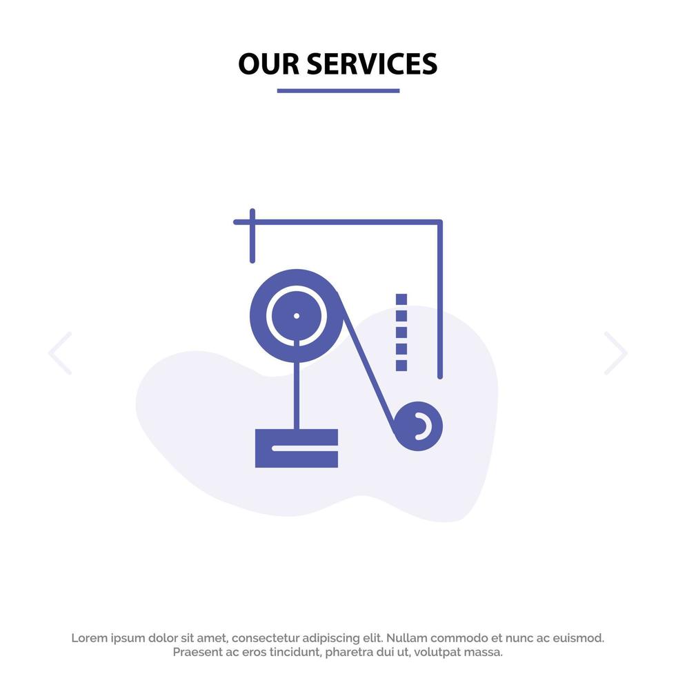 Our Services Experiment Physics Education Experiment Physics Solid Glyph Icon Web card Template vector