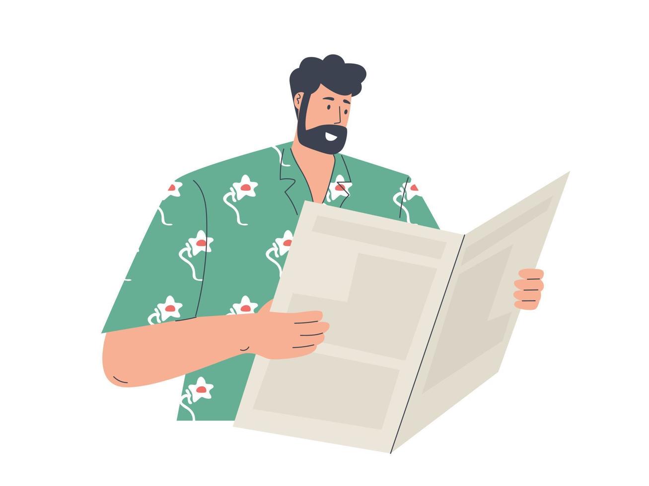 Man reading news, Man holding newspaper vector