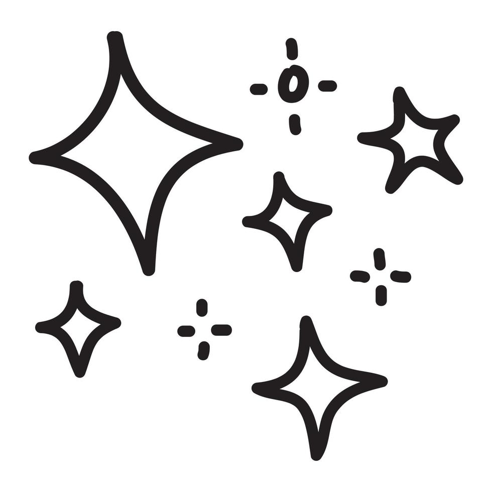 conjunto de garabatos de estrellas vectoriales icono brillante, icono de superficie limpia. estrellas de efecto de luz brillante y explosión brillante. aislado sobre fondo blanco. ilustración vectorial vector