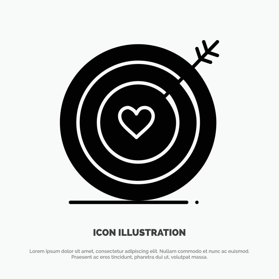 Target Love Heart Wedding solid Glyph Icon vector