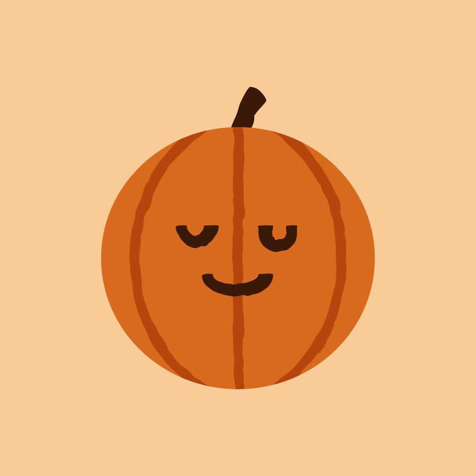 lindo emoticono aliviado de calabaza de halloween, cara feliz vector