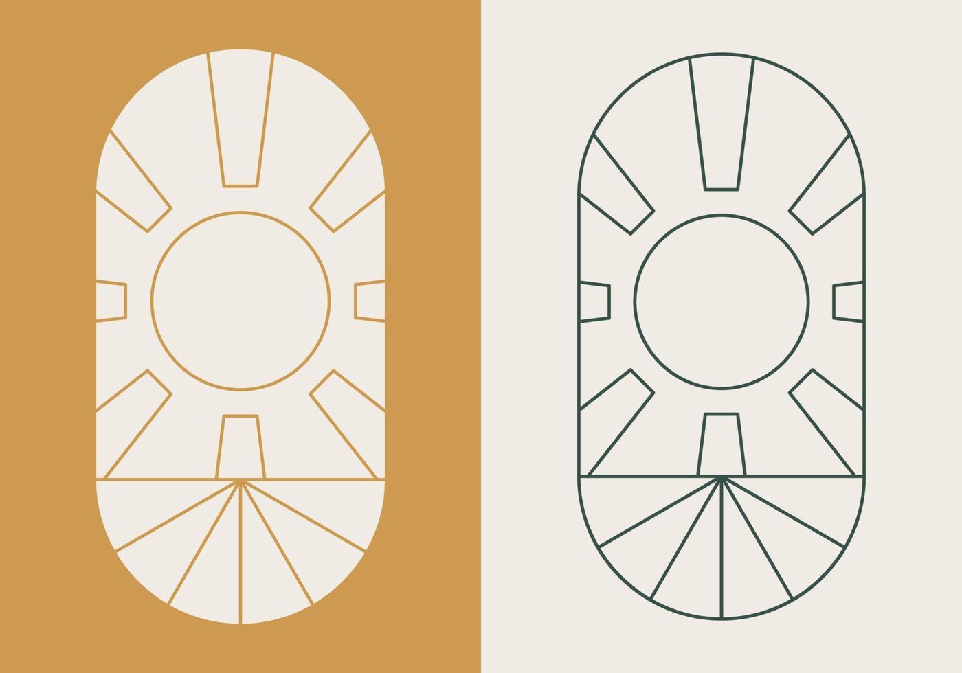 Abstract Frame Border Sunshine and Wave Logo Template vector