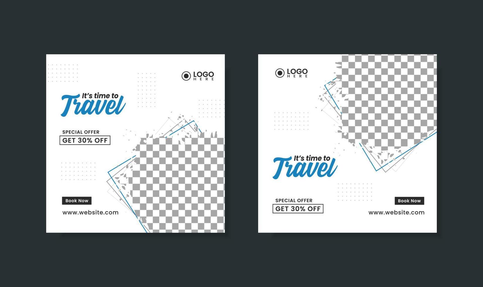 Social Media Post Template for Travel sale Free Vector