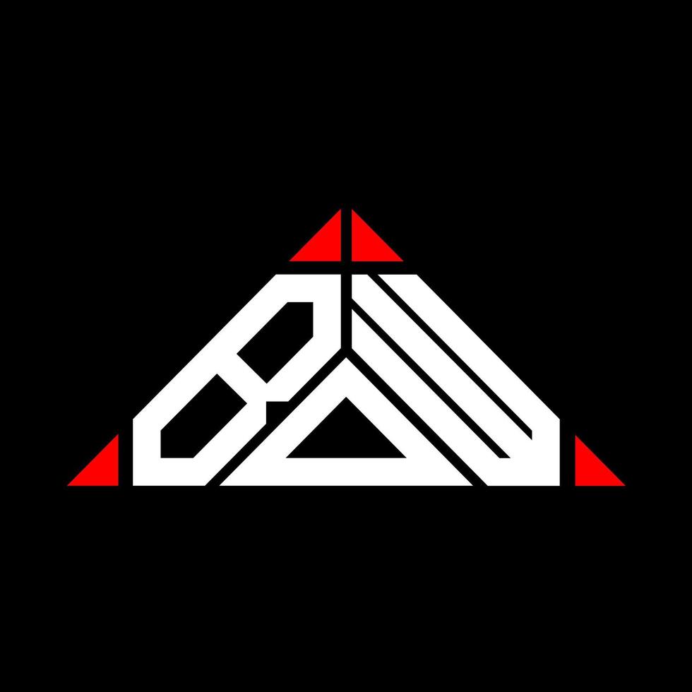 BOW letter logo creative design with vector graphic, BOW simple and modern logo in triangle shape.