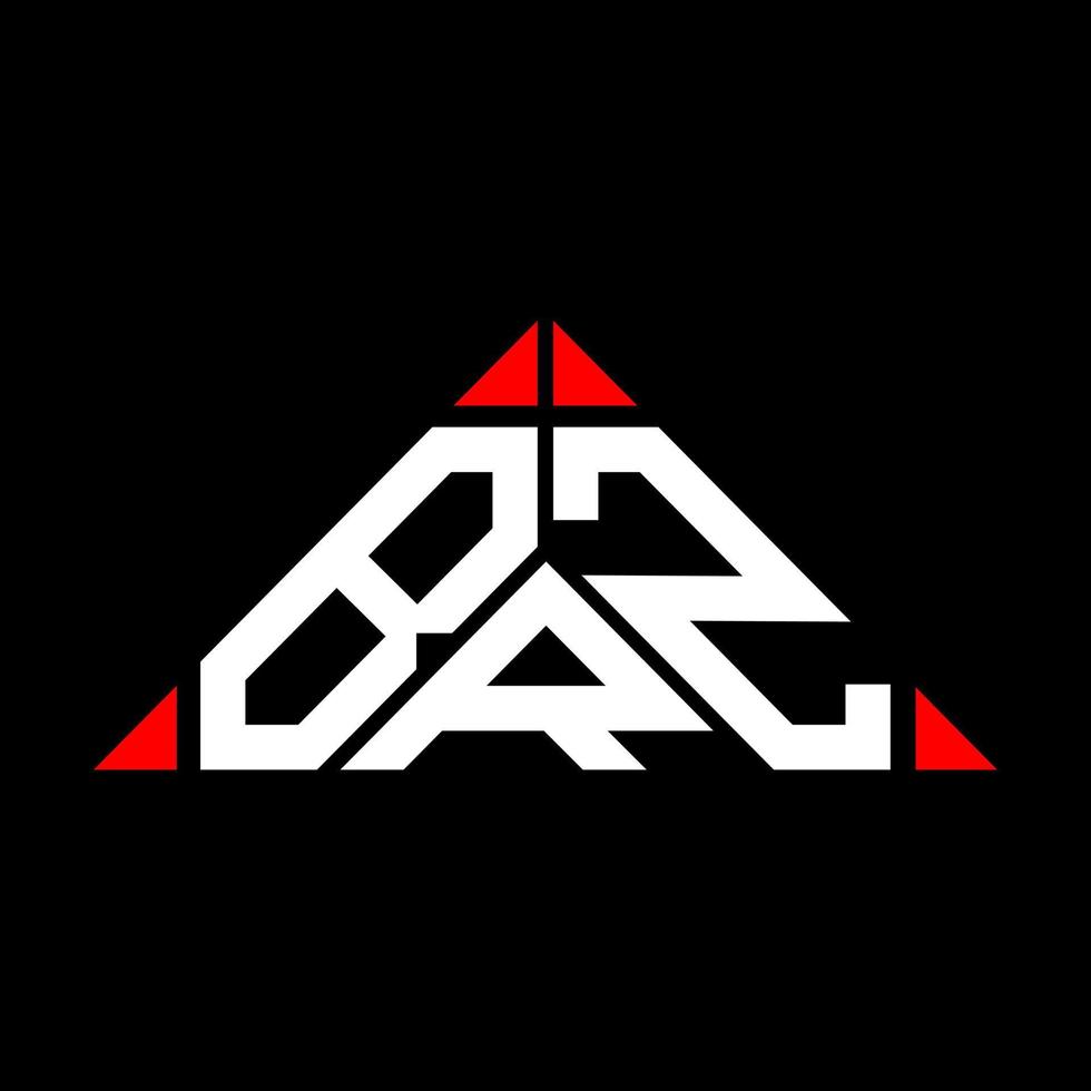 BRZ letter logo creative design with vector graphic, BRZ simple and modern logo in triangle shape.