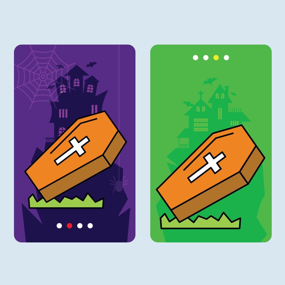 Happy Halloween invitation design with coffins vector