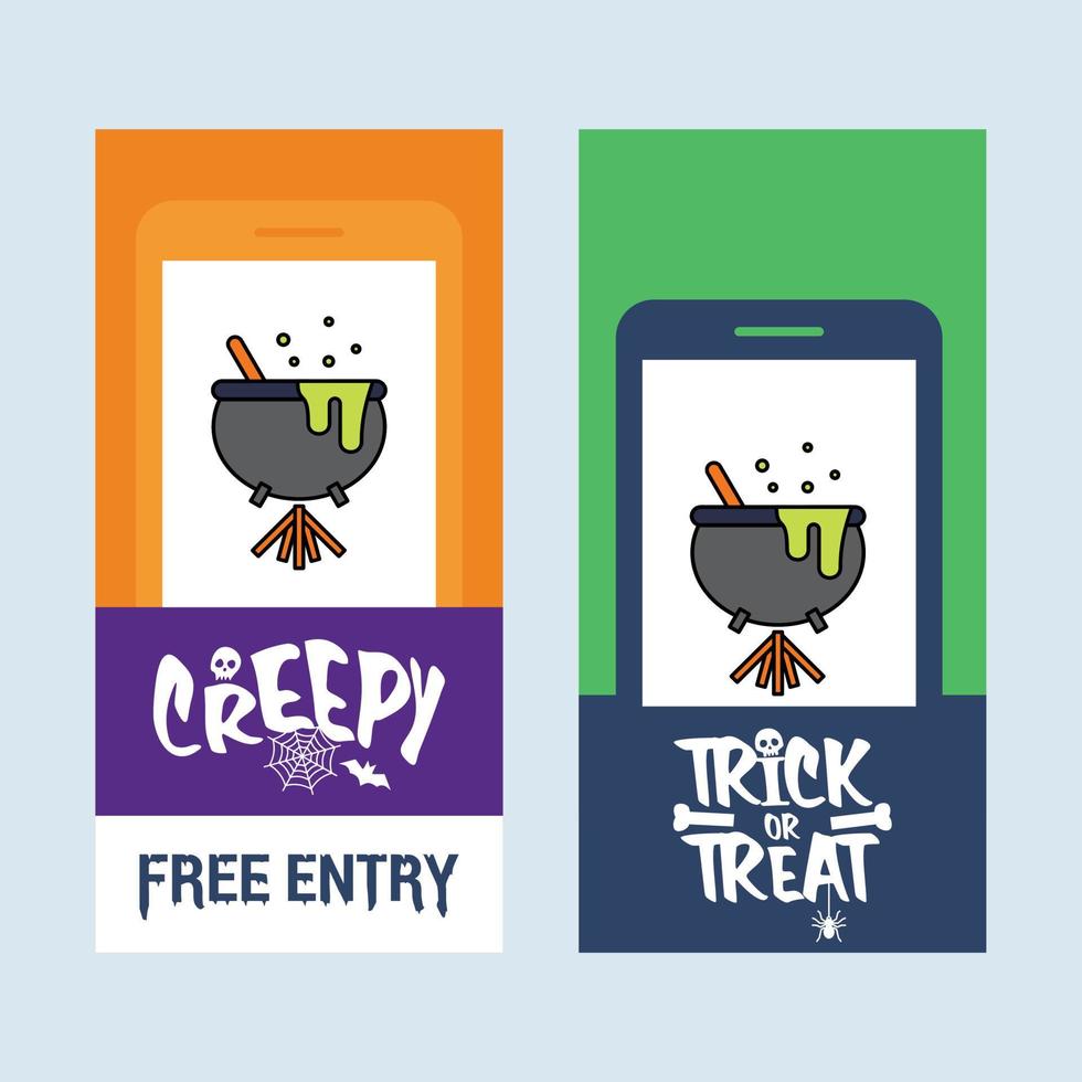 Happy Halloween invitation design with pot vector