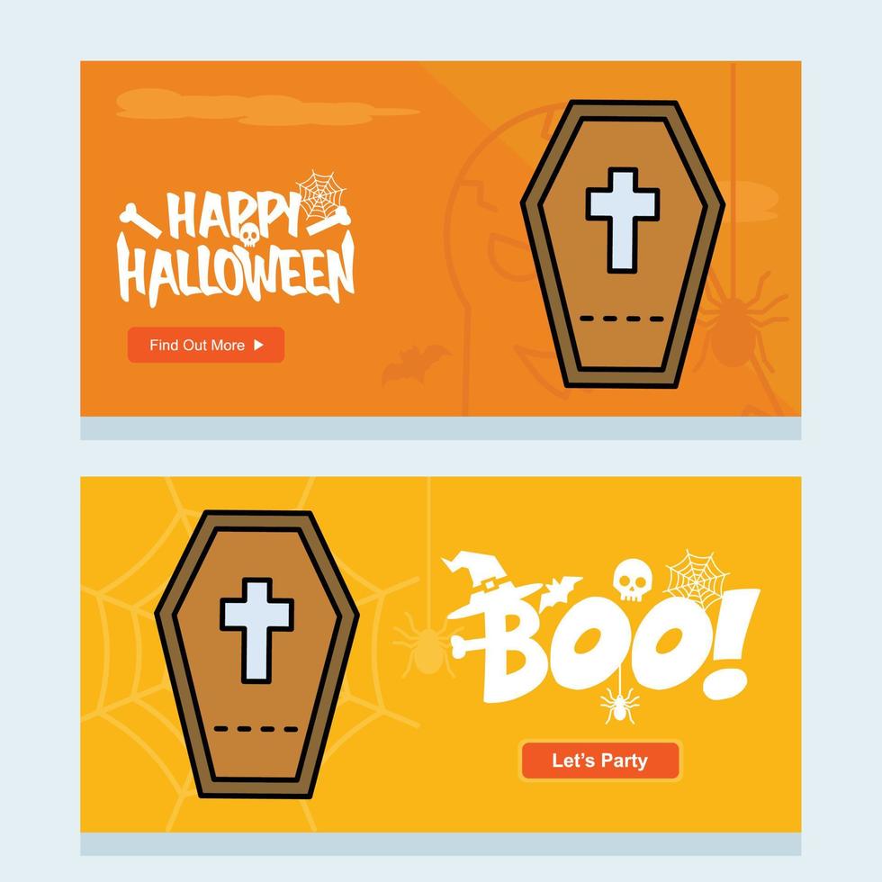 Happy Halloween invitation design with coffins vector