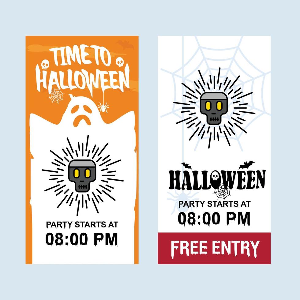 Happy Halloween invitation design with skull vector