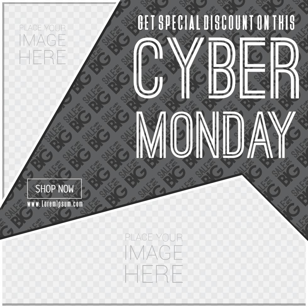 Cyber Monday sale card with typographic design vector