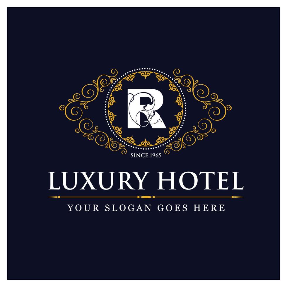 Luxury hotel design with logo and typography vector