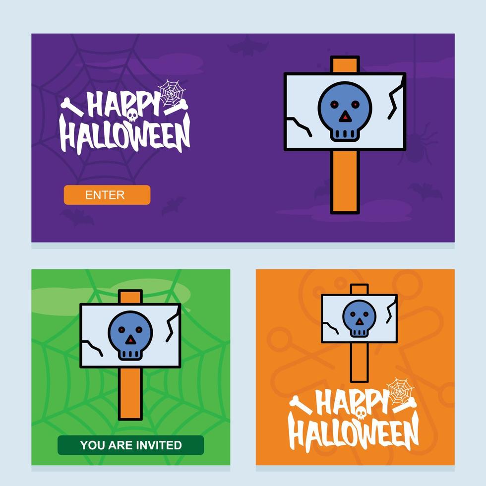 diseño de invitación de halloween feliz con vector de tablero de peligro