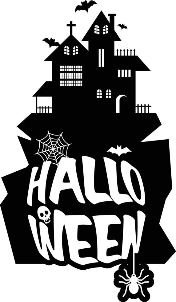 diseño de halloween con tipografía y vector de fondo blanco