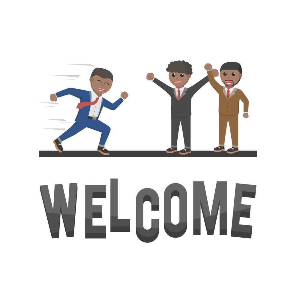 business african welcome design character with text vector