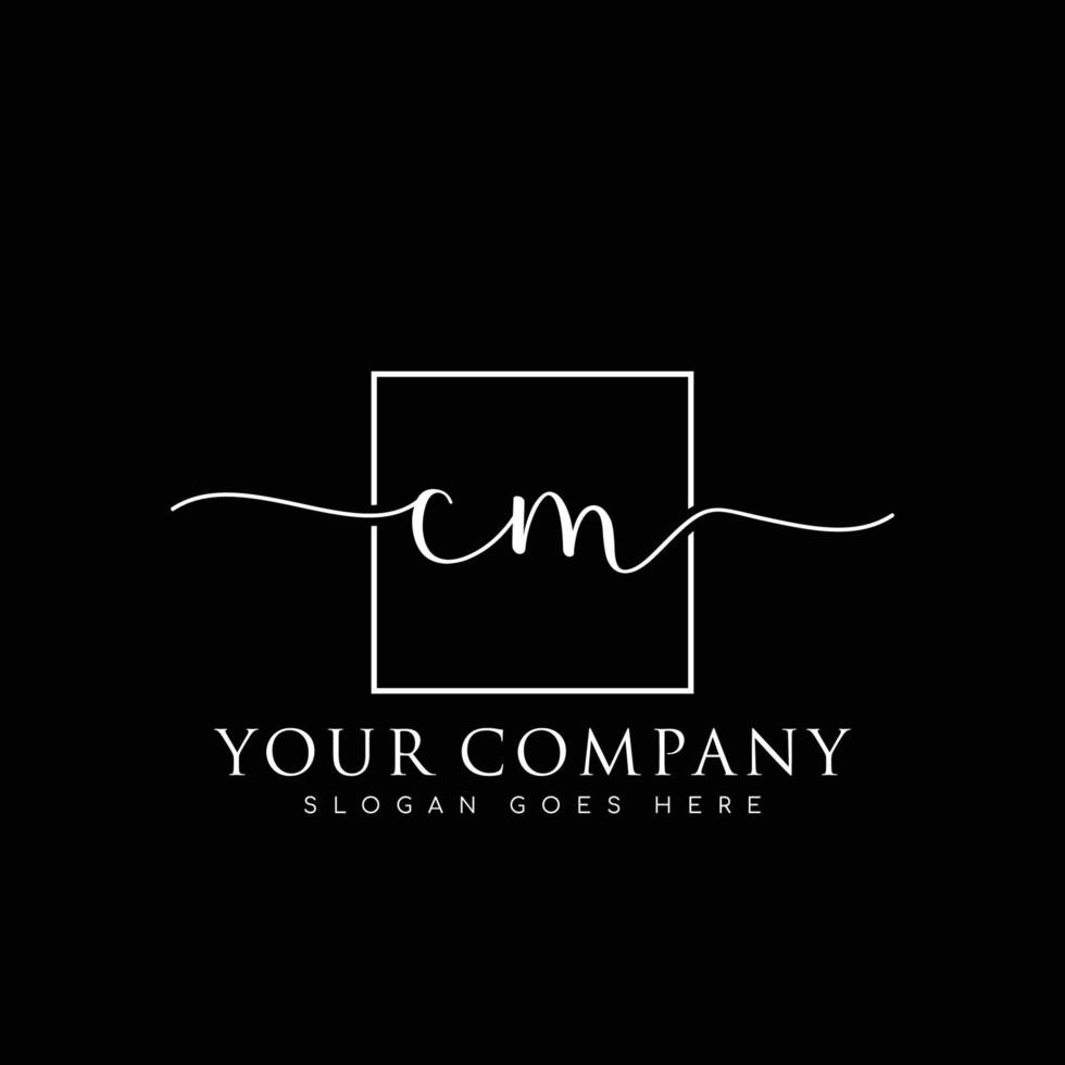 CM Initial handwriting minimalist logo vector