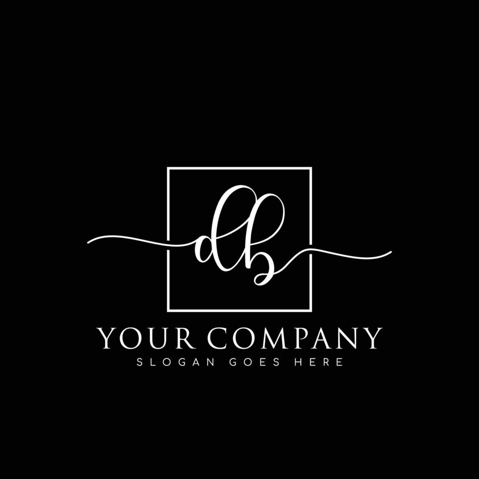 DB Initial handwriting minimalist logo vector