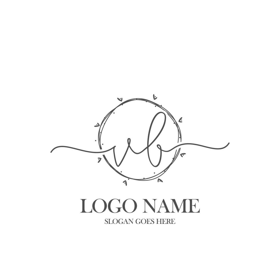 Initial VB beauty monogram and elegant logo design, handwriting logo of initial signature, wedding, fashion, floral and botanical with creative template. vector