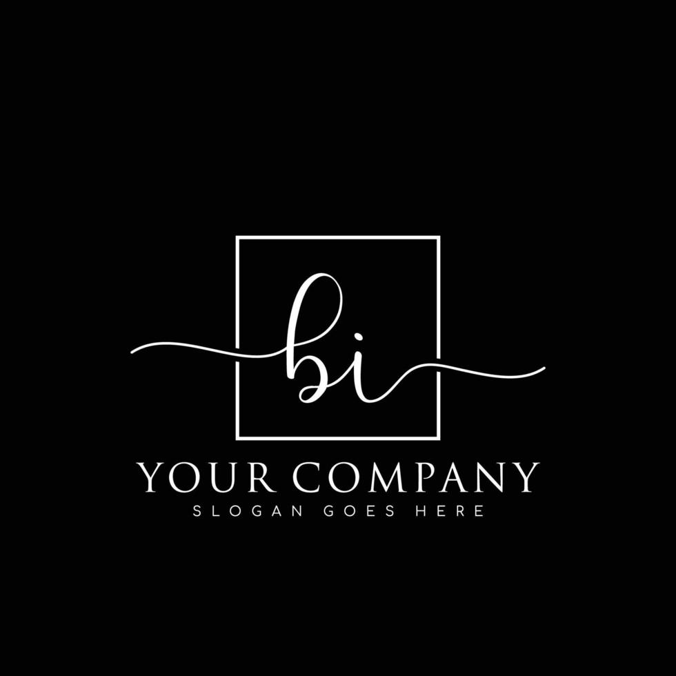 BI Initial handwriting minimalist logo vector
