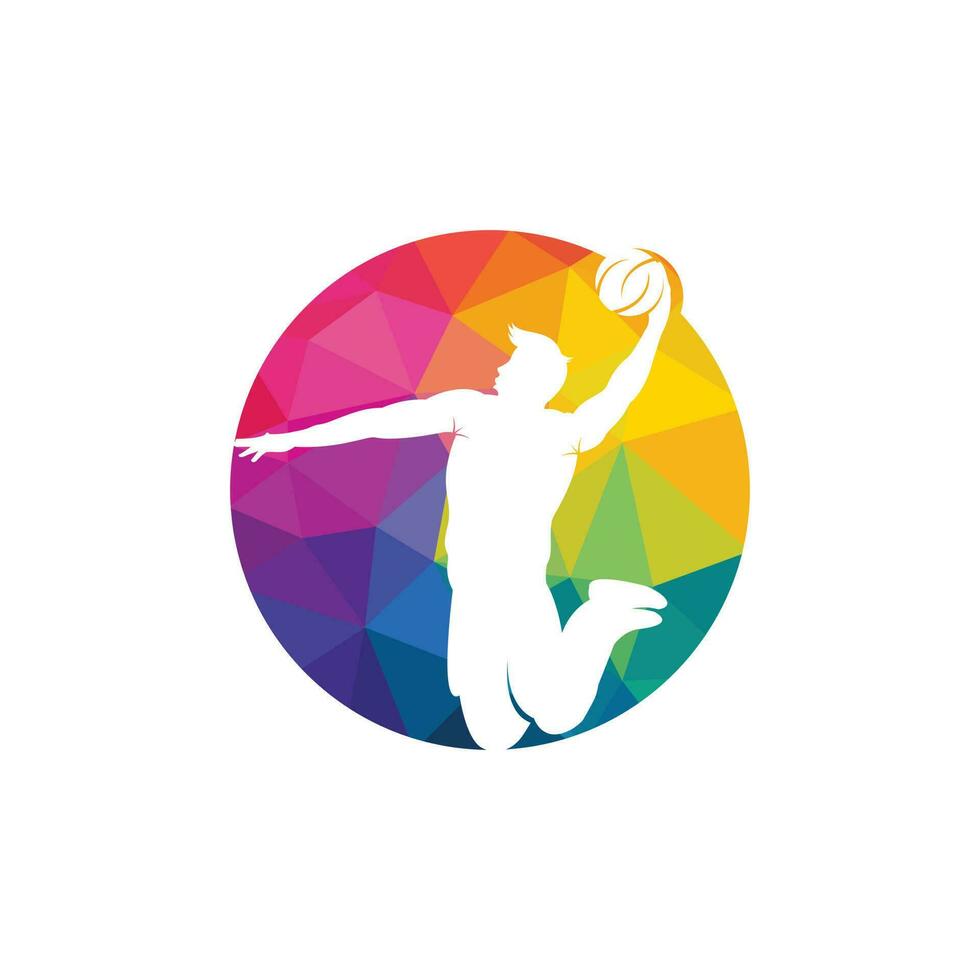Basketball Sport vector logo design. Basketball player slam dunk design vector.