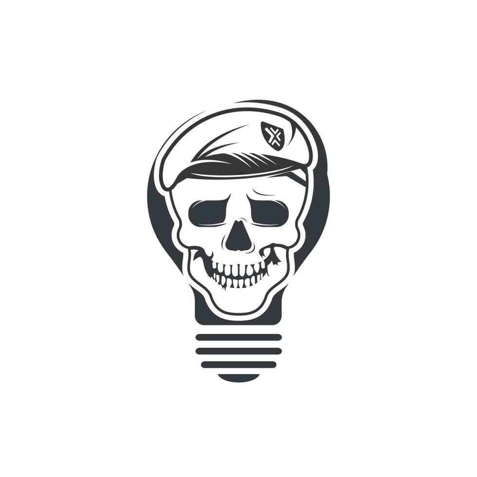 Bulb and Skull Army Vector Logo Design.