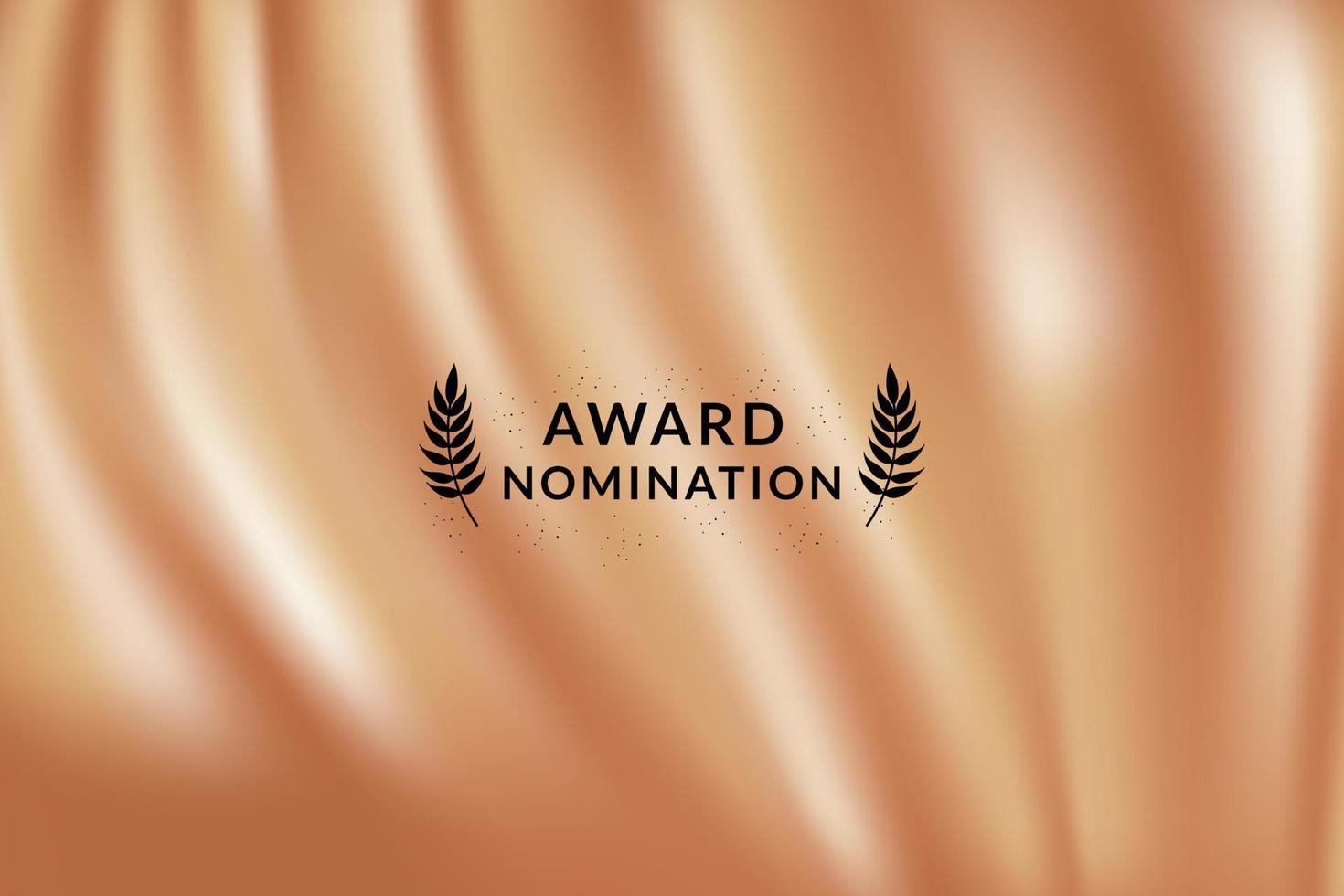 Award nomination ceremony luxury background with soft gold curtain cloth drape with wreath leaves vector