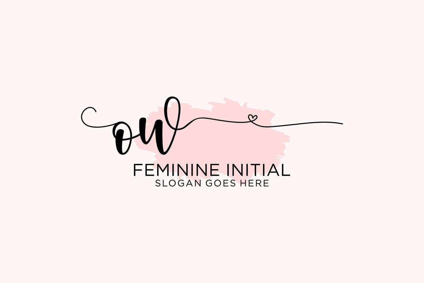 Initial OW beauty monogram and elegant logo design handwriting logo of initial signature, wedding, fashion, floral and botanical with creative template. vector