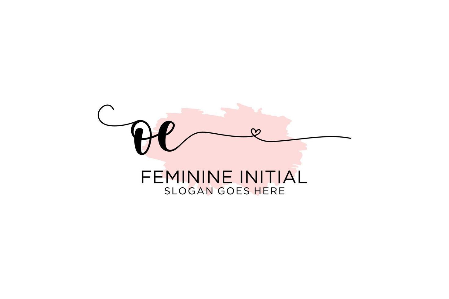 Initial OE beauty monogram and elegant logo design handwriting logo of initial signature, wedding, fashion, floral and botanical with creative template. vector
