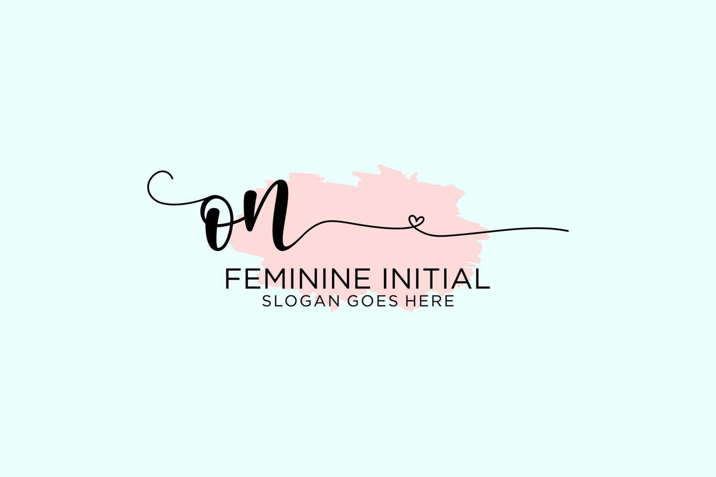 Initial ON beauty monogram and elegant logo design handwriting logo of initial signature, wedding, fashion, floral and botanical with creative template. vector
